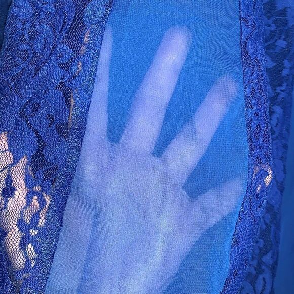 NWT Blue Sheer Lace Double Layered Floaty Top Size 3X - Picture 4 of 16